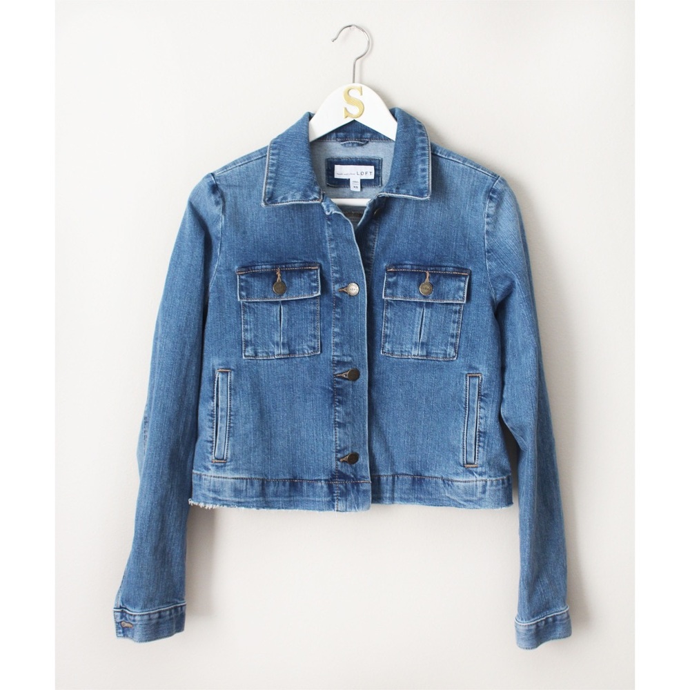 FRAYED DENIM SWING JACKET